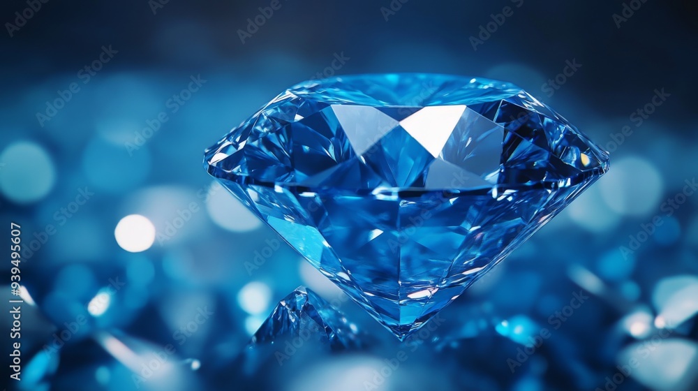 Macro shot of a blue diamond, with a slight focus on the unique color and cut Macro shot of a blue diamond, with a slight focus on the unique color and cut