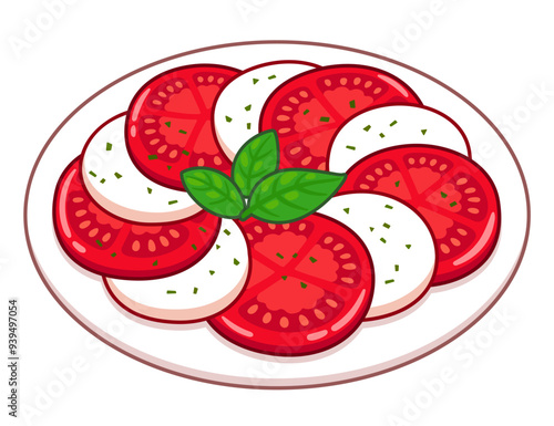 Caprese salad cartoon drawing