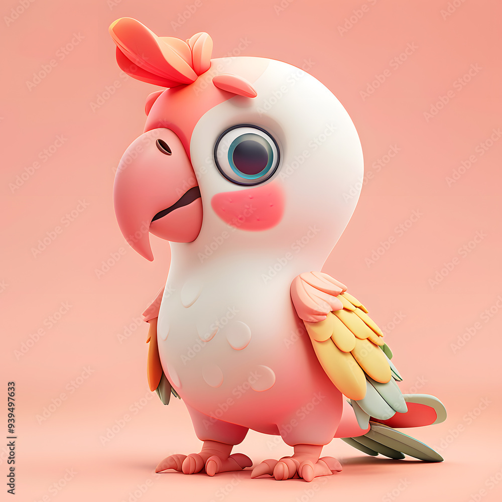 Fototapeta premium Parrot Bird cute adorable pastel color