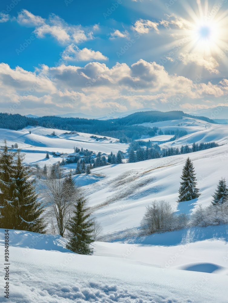 custom made wallpaper toronto digitalBreathtaking winter landscape under a bright sun in a serene valley