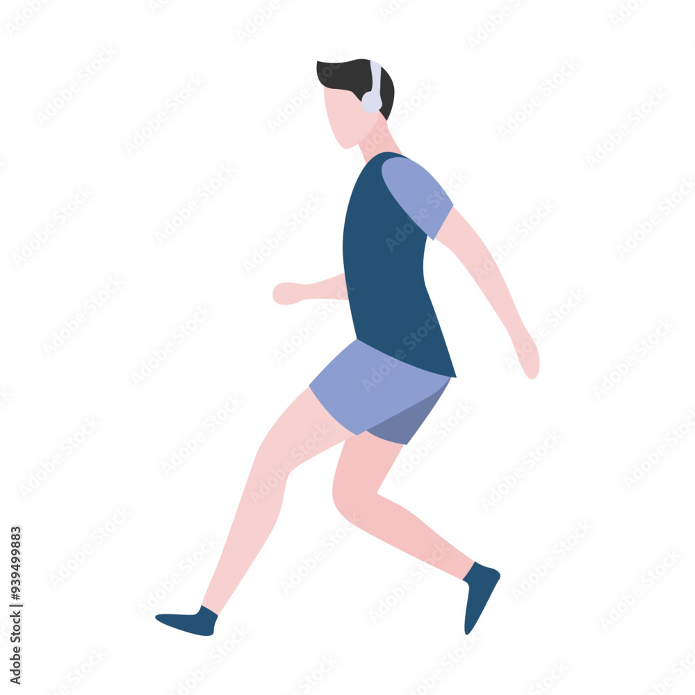 Flat Design Illustration of Man Running Outdoors Flat Design Illustration of Man Running Outdoors