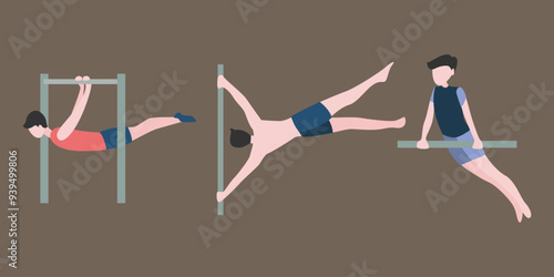 Calisthenics Sport Flat Design Vector Illustration