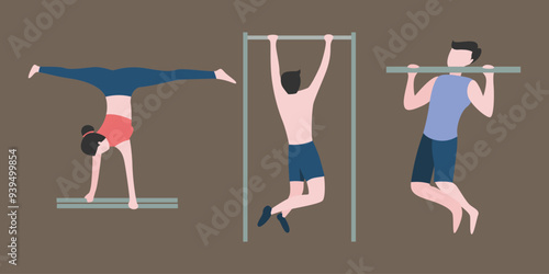 Calisthenics Sport Flat Design Vector Illustration