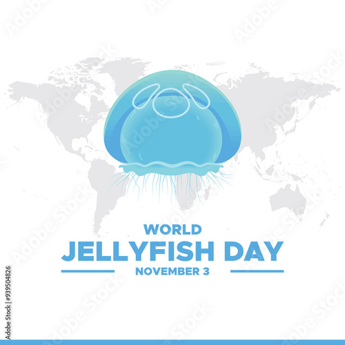 World Jellyfish Day , November 3 November 3, World Jellyfish Day greeting card, editable social media template, World Jellyfish Day concept design, stock illustration. photo