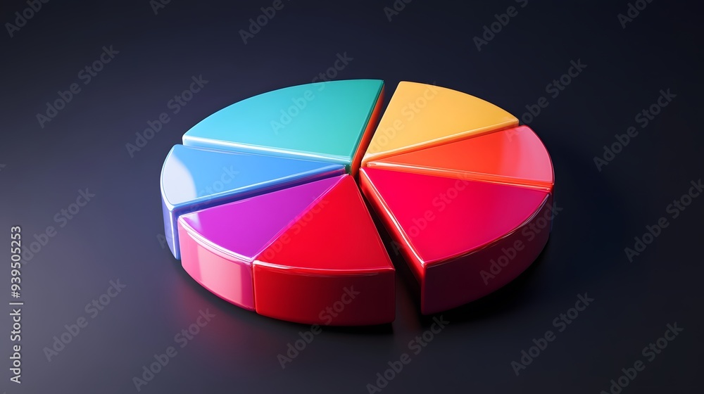 Obraz premium Colorful pie chart, 3D