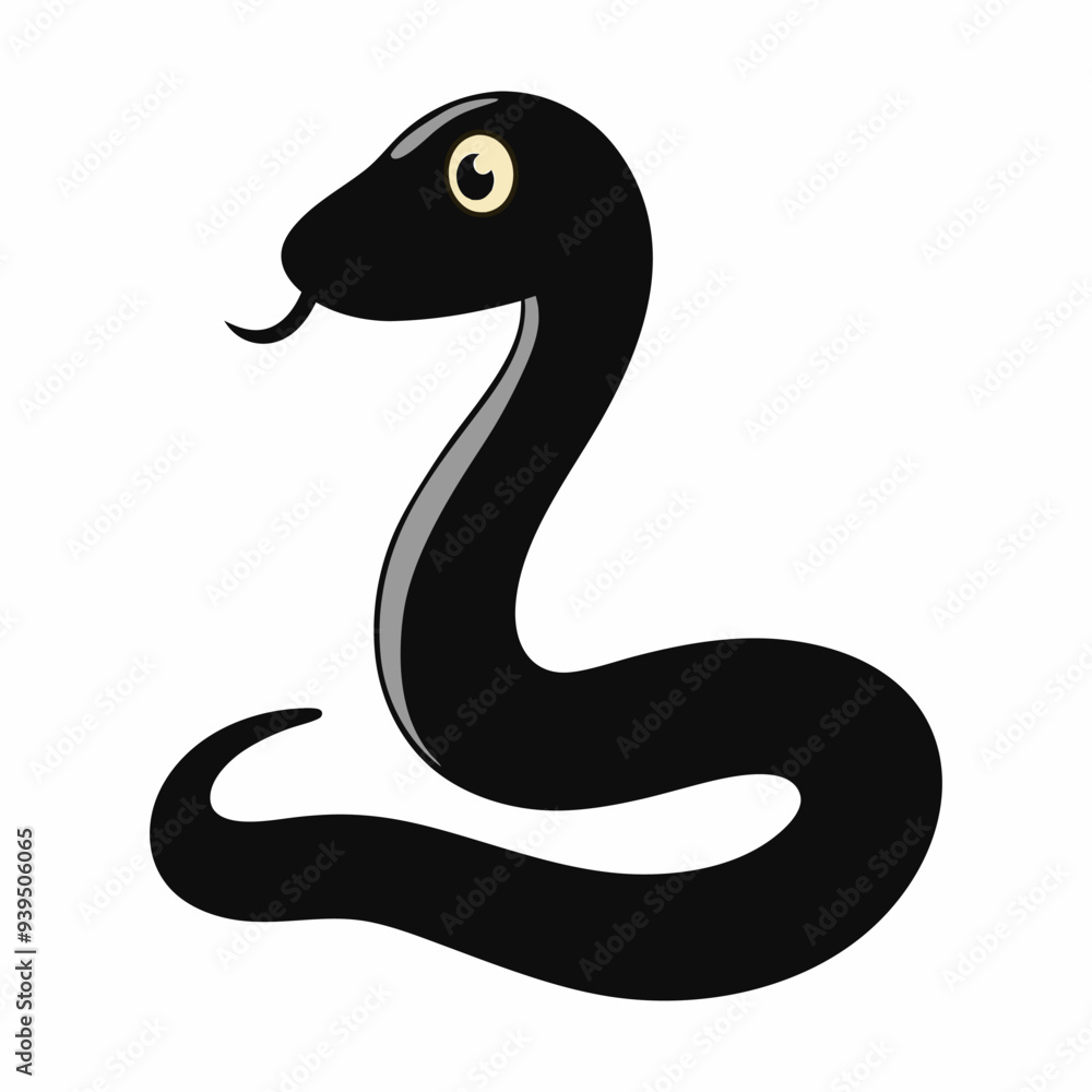Naklejka premium Snake silhouette. Isolated snake silhouette on white background