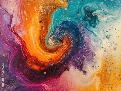 Vibrant Abstract Acrylic Fluid Art with Swirling Colors and Texture