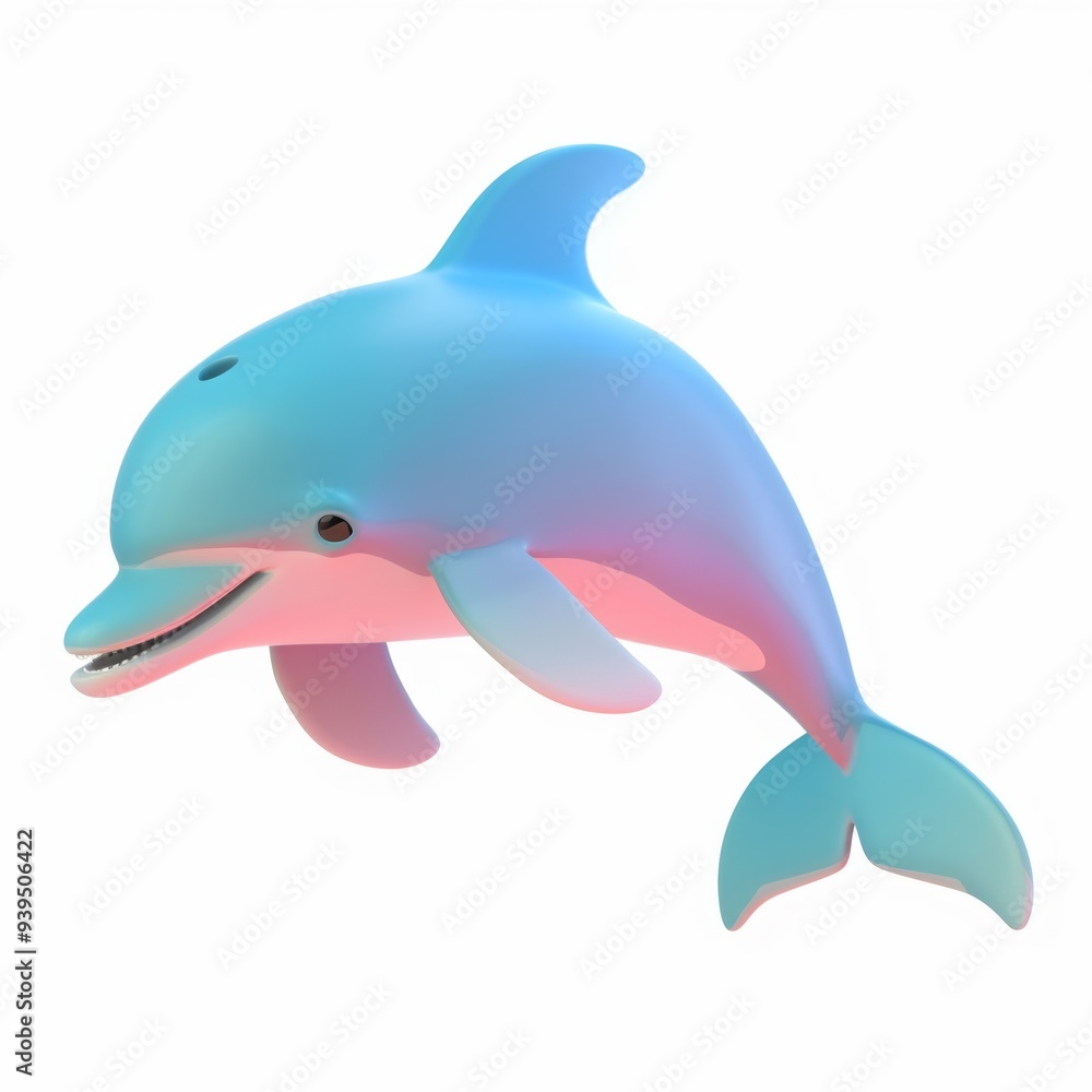 Fototapeta premium Dolphin in 3D style on a white background