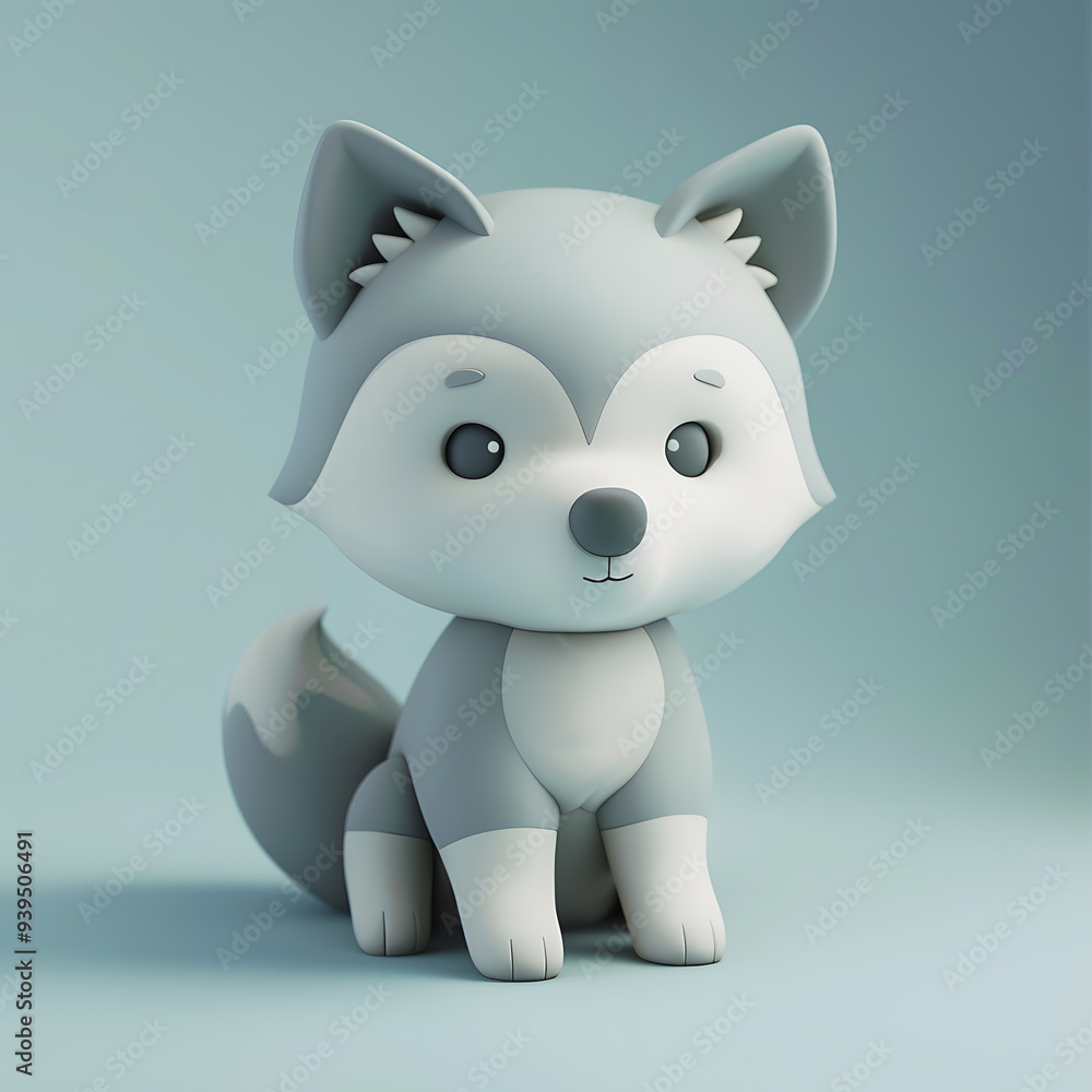 Naklejka premium wolf cute adorable pastel color