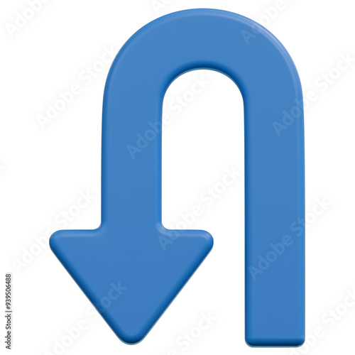 u turn down blue arrow 3d illustration photo