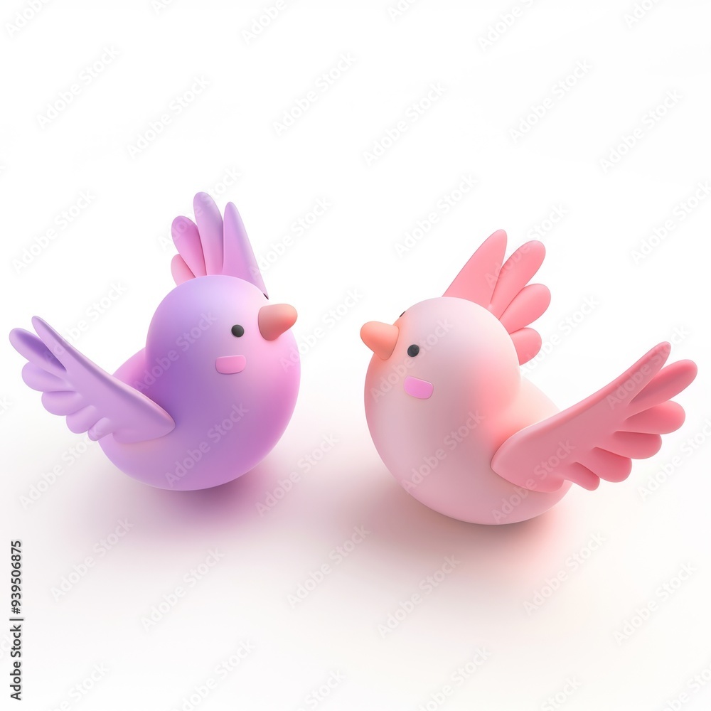 Dove in 3D style on a white background Dove in 3D style on a white background