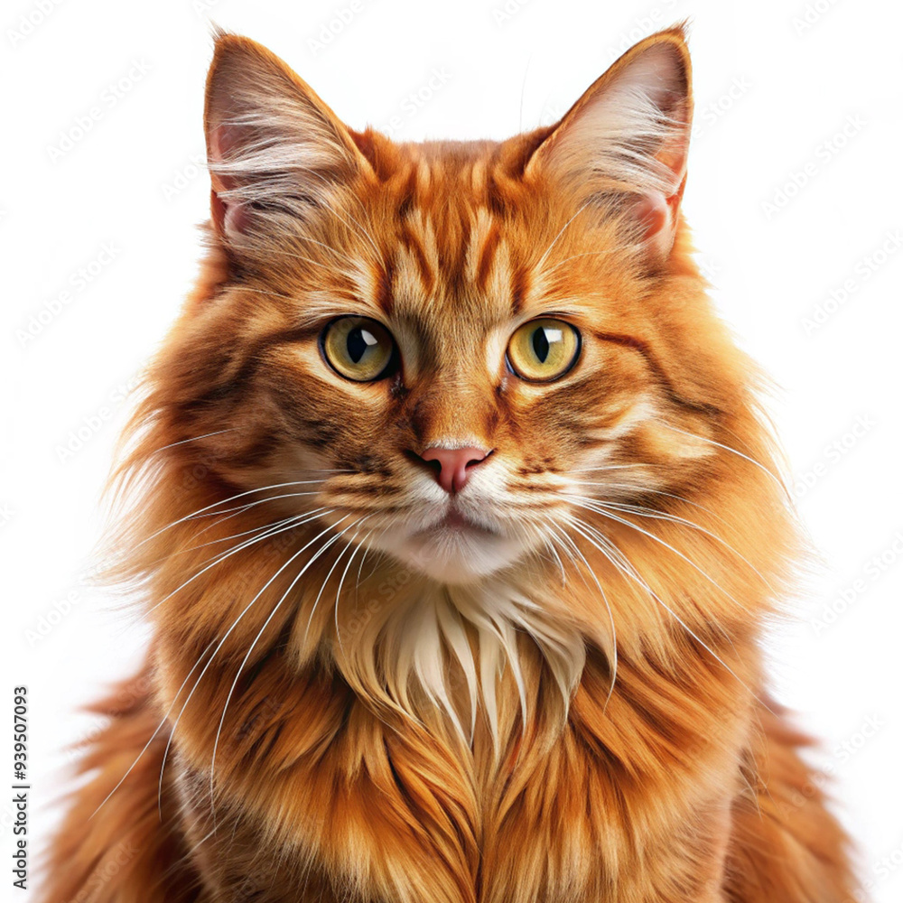 Cat with red fur isolated on white background Cat with red fur isolated on white background