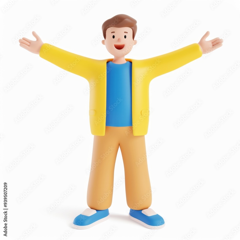 Happy man in 3D style on a white background Happy man in 3D style on a white background