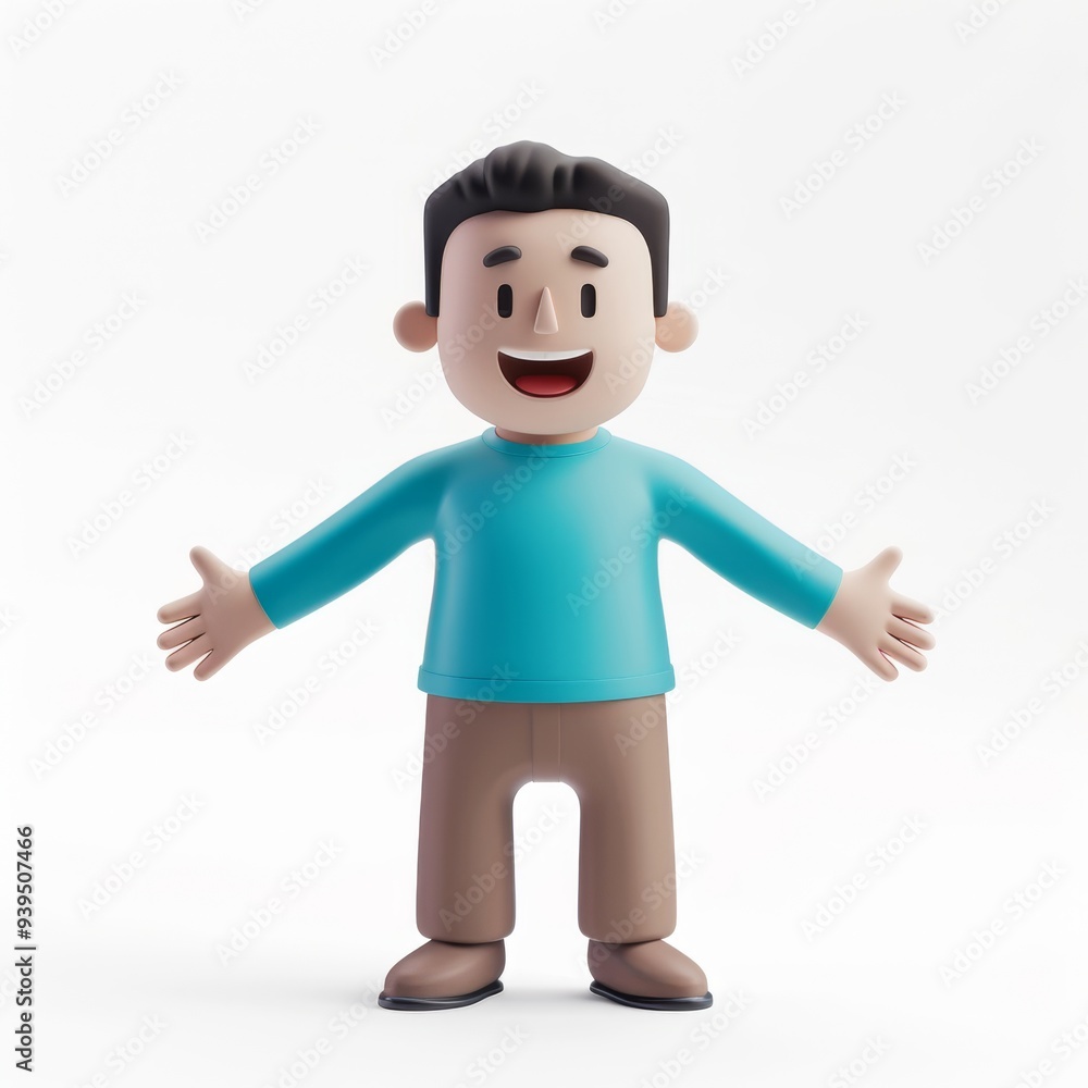 Happy man in 3D style on a white background Happy man in 3D style on a white background