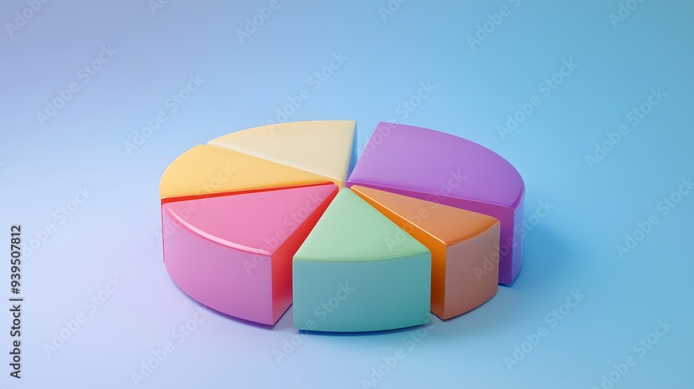 Obraz premium Colorful pie chart, 3D