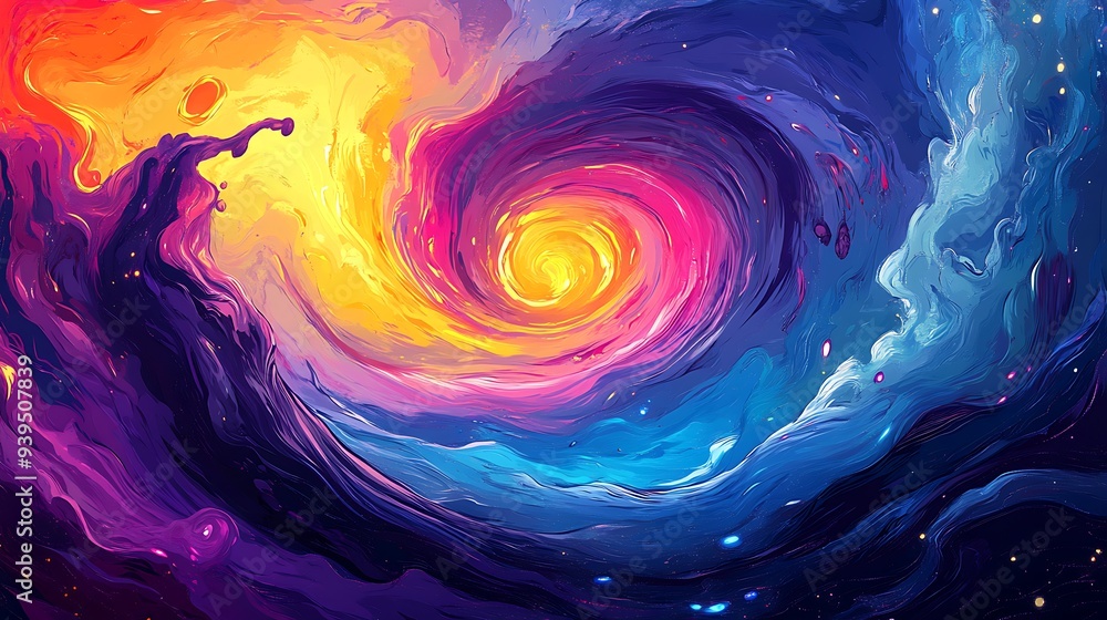 Whimsical Cosmic Whirlpools: Vibrant Cartoon Fantasy in Vector Art Whimsical Cosmic Whirlpools: Vibrant Cartoon Fantasy in Vector Art