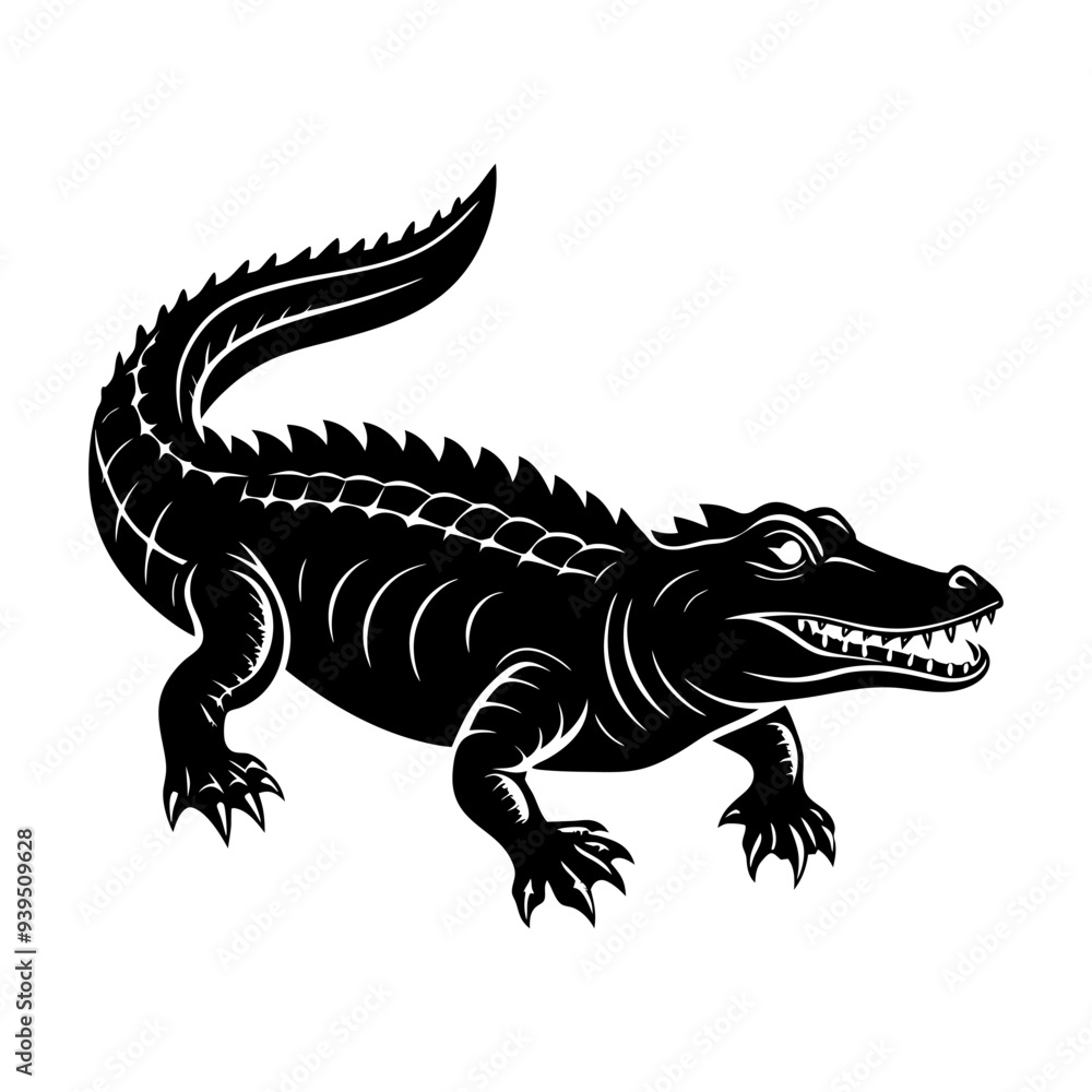 Crocodile silhouette vector illustration. Vector of crocodile design on white background Crocodile silhouette vector illustration. Vector of crocodile design on white background