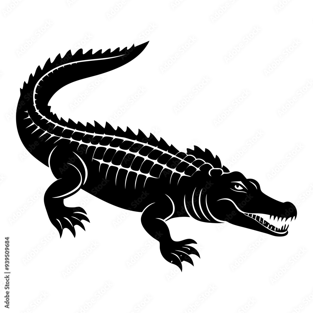 Fototapeta premium Crocodile silhouette vector illustration. Vector of crocodile design on white background