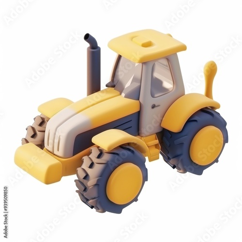 tractor in 3D style on a white background