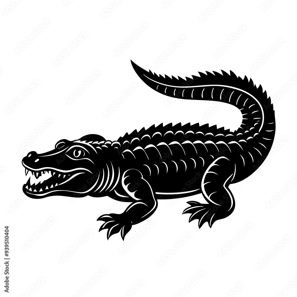 A black silhouette crocodile alligator illustration vector white background
A black silhouette crocodile alligator illustration vector white background