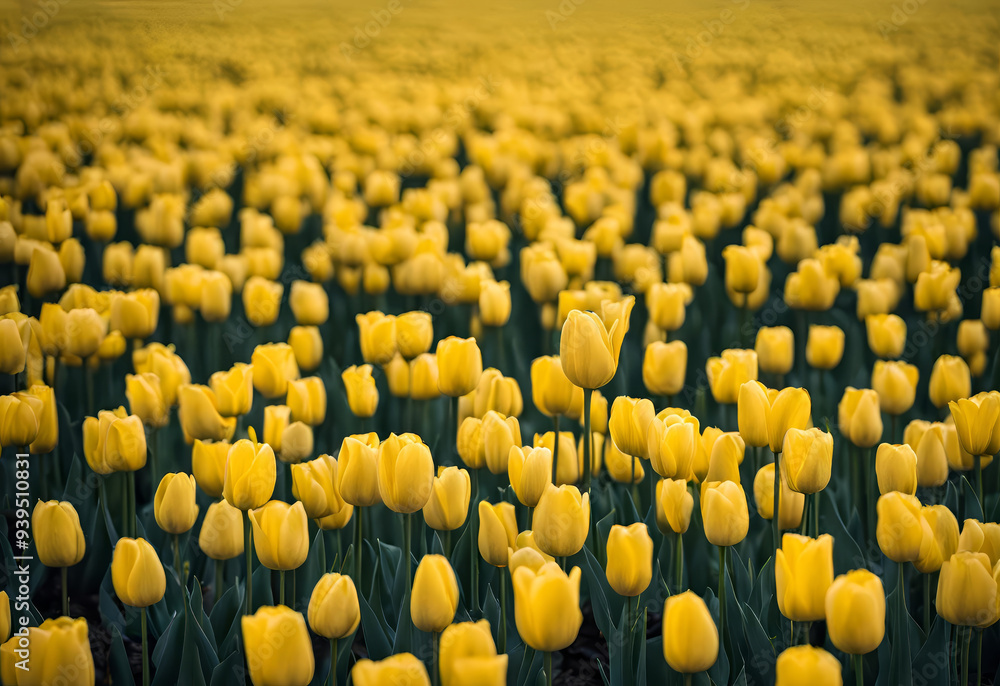 Obraz premium yellow tulips in the garden