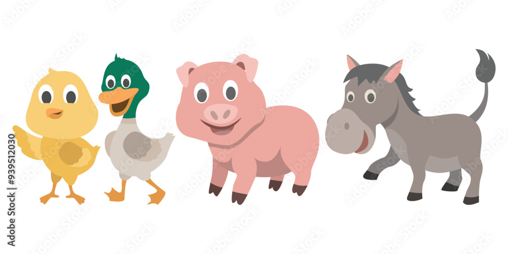 Fototapeta premium Comprehensive Vector Collection of Farm Animals