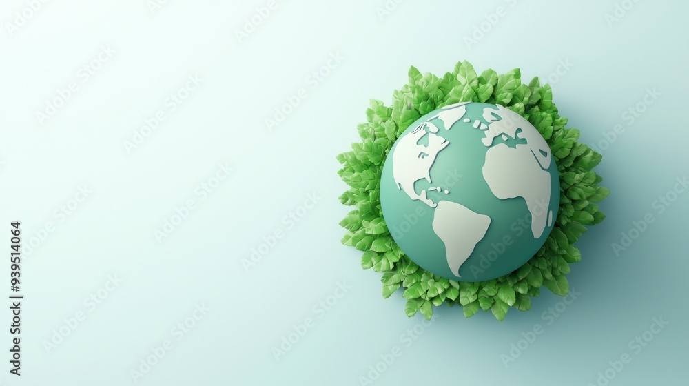 A vibrant globe surrounded by lush green leaves, symbolizing environmental conservation and sustainability. A vibrant globe surrounded by lush green leaves, symbolizing environmental conservation and sustainability.