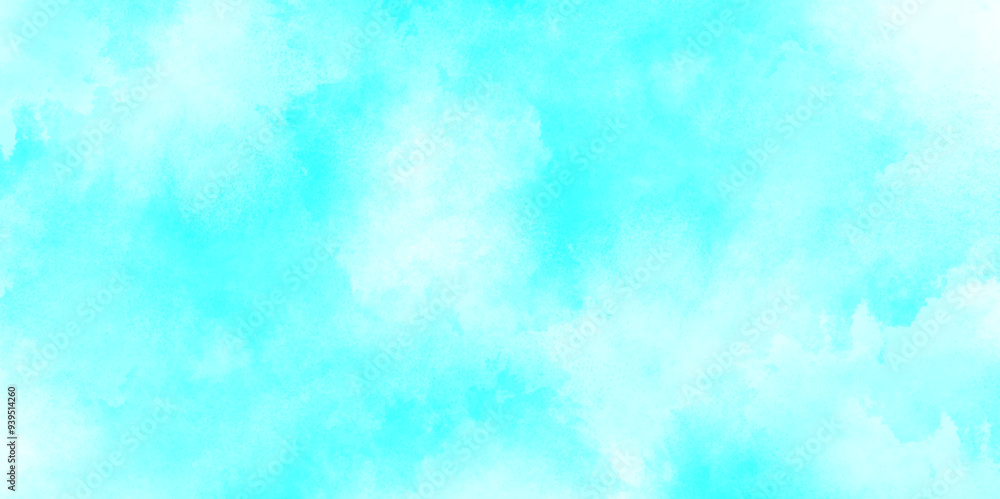 Hand painted abstract soft sky blue watercolor sky and clouds, Watercolor illustration art marble painting sky, soft light blue abstract gradient sky watercolor background wallpaper with clouds.