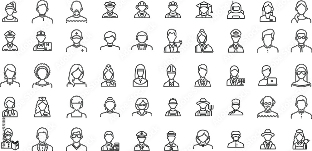 Obraz premium PEOPLE AVATAR EDITABLE ICON SET 