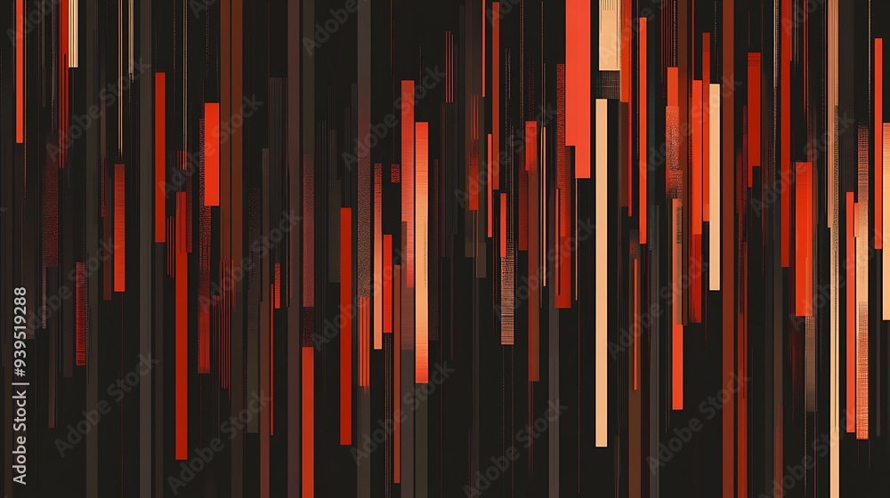 Abstract Olive and Rust-Colored Vertical Industrial Structures on Black Background - Vector Illustration Abstract Olive and Rust-Colored Vertical Industrial Structures on Black Background - Vector Illustration