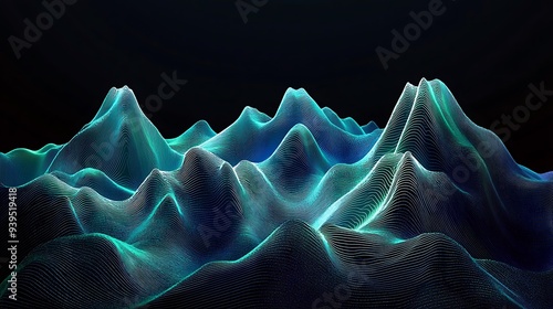 Mountain Majesty: Abstract Sapphire and Jade Winter Peaks Vector Illustration