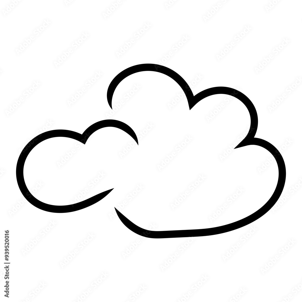 Cloud line art. Cute cloud in cartoon style. Vector illustration isolated on white background. Cloud line art. Cute cloud in cartoon style. Vector illustration isolated on white background.