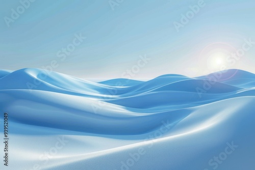 Abstract Blue Landscape with Sun Glare