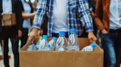 Wallpaper Mural environmental protection. group of people collecting plastic bottles Torontodigital.ca