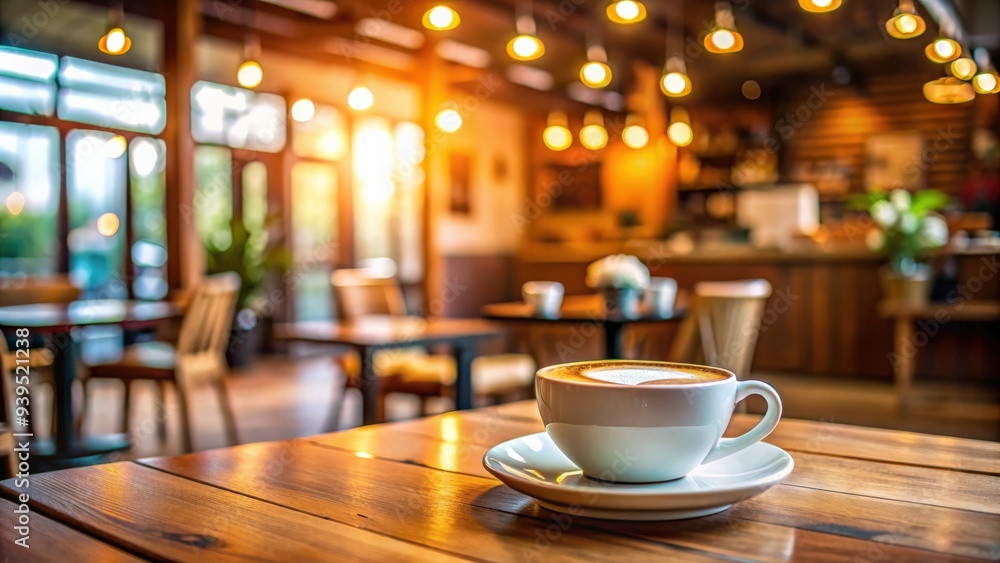 Coffee cup on wooden table in a cozy cafe setting, coffee, cup, espresso, latte, caffeine, beverage, wooden, table, saucer Coffee cup on wooden table in a cozy cafe setting, coffee, cup, espresso, latte, caffeine, beverage, wooden, table, saucer
