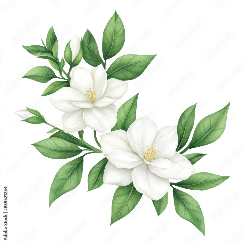 Beautiful white flowers with lush green leaves, perfect for floral designs, patterns, and nature-themed projects. Beautiful white flowers with lush green leaves, perfect for floral designs, patterns, and nature-themed projects.