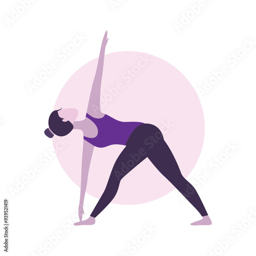 Flat Design Illustration of Woman Practicing Yoga
