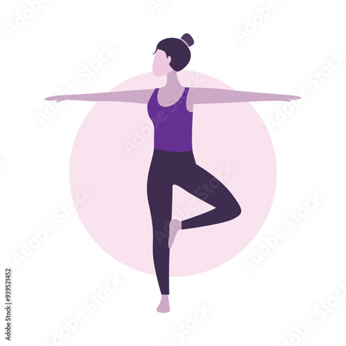 Flat Design Illustration of Woman Practicing Yoga