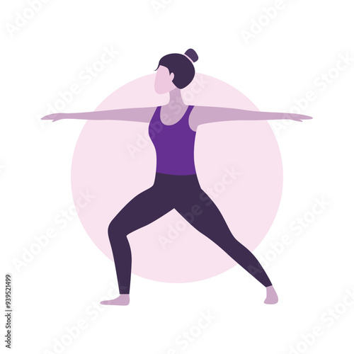 Flat Design Illustration of Woman Practicing Yoga