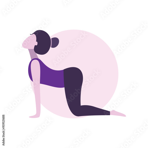 Flat Design Illustration of Woman Practicing Yoga