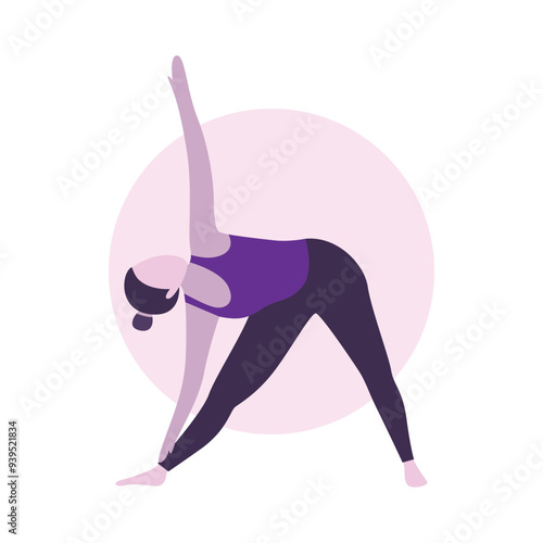 Flat Design Illustration of Woman Practicing Yoga