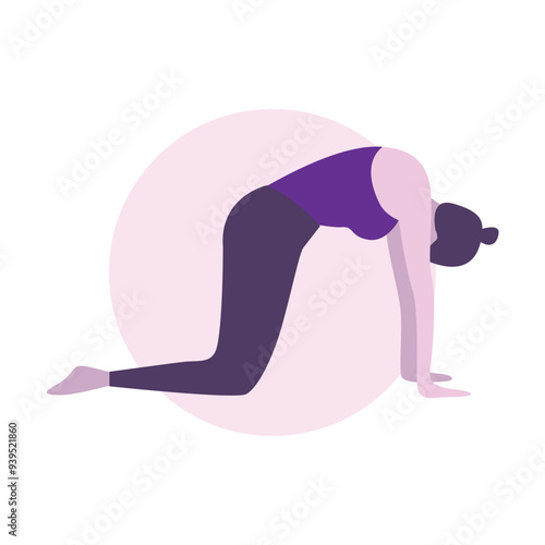 Flat Design Illustration of Woman Practicing Yoga