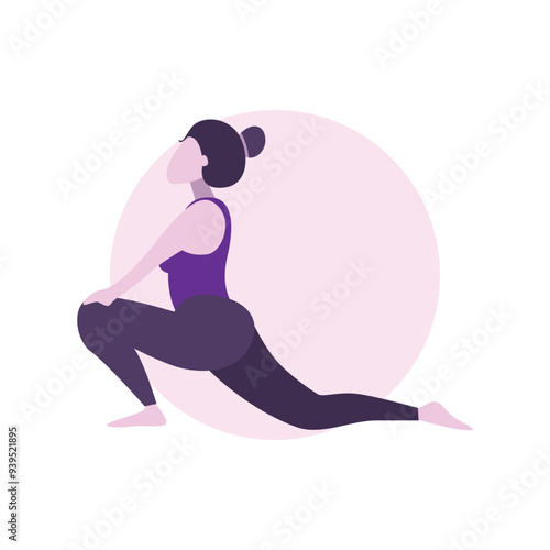 Flat Design Illustration of Woman Practicing Yoga
