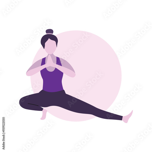 Flat Design Illustration of Woman Practicing Yoga