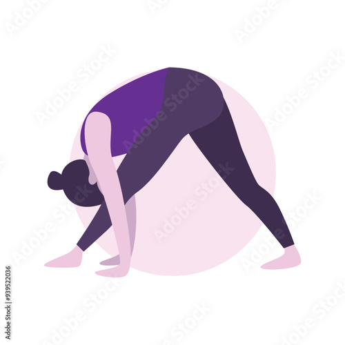 Flat Design Illustration of Woman Practicing Yoga