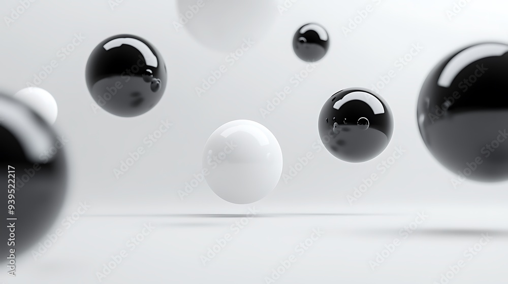 Ethereal Monochrome Spheres: Minimalist Abstract 3D Render with Cinematic Lighting Ethereal Monochrome Spheres: Minimalist Abstract 3D Render with Cinematic Lighting