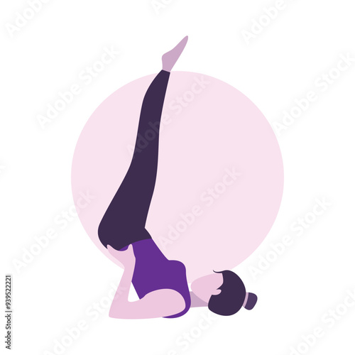 Flat Design Illustration of Woman Practicing Yoga