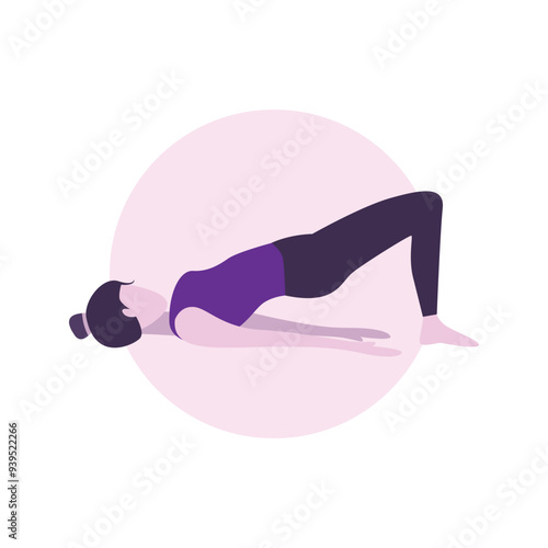 Flat Design Illustration of Woman Practicing Yoga