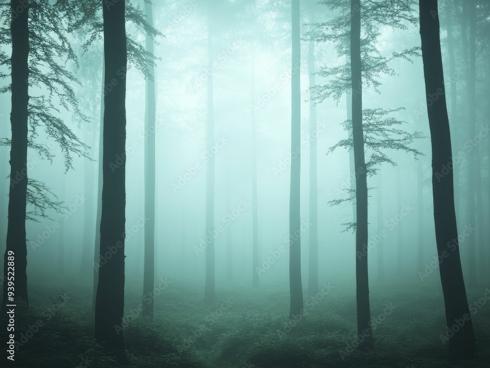 Obraz premium Enchanted woods echo with ethereal night whispers, where silhouettes sway and hidden tales unfold.