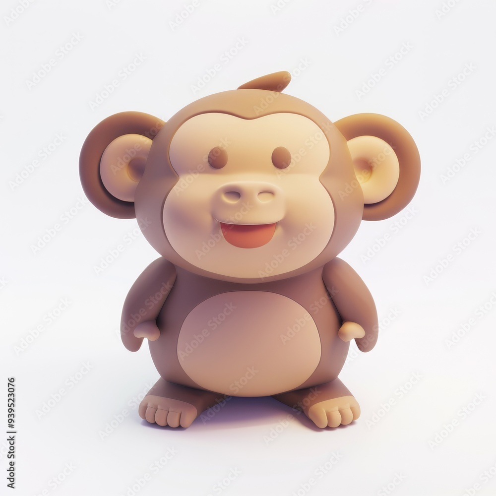 Fototapeta premium baboon in 3D style on a white background